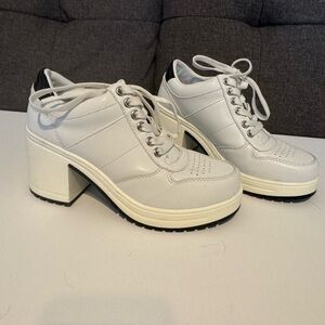 Madden Girl White Platform Lace-Up Block Heel Sneakers
